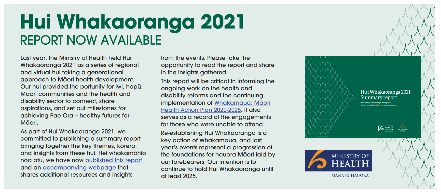 https://www.health.govt.nz/publication/hui-whakaoranga-2021-summary-report